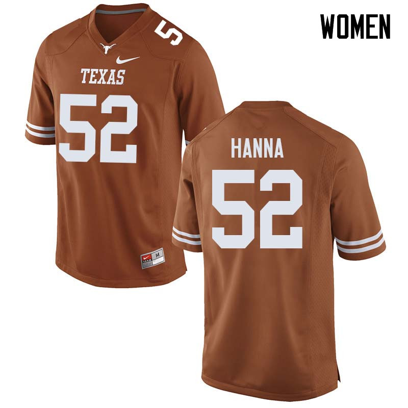 Women #52 Jackson Hanna Texas Longhorns College Football Jerseys Sale-Orange